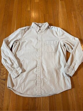 Zara Button Down Pocket Front Casual Cotton Shirt Mens Large Beige Cream Color